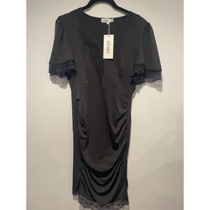 Missky Maternity Dress Womens Size Medium Black Lace Dressy Short Sleeve